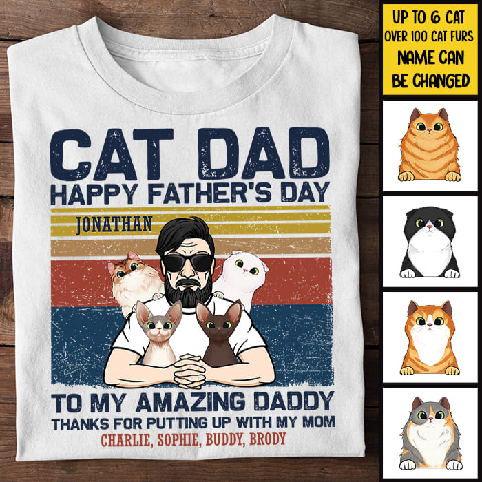Custom Name Father's Day Gifts for Cat Dads - Personalized Apparel