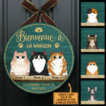 Custom Cat Name French Welcome Home Gifts for Cat Lovers - Personalized Wood Sign