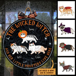 Custom Name Halloween Witch Cat Gifts for Cat Lovers - Personalized Wood Sign