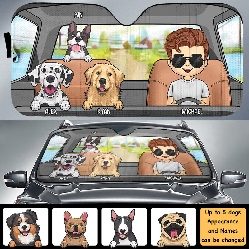 Custom Name Dog Family Gifts for Pet Lovers - Personalized Auto Sunshade