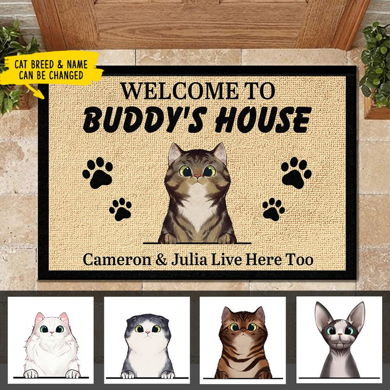 Personalized Welcome to Cat's House - Funny Personalized Cat Decorative Mat (WW)