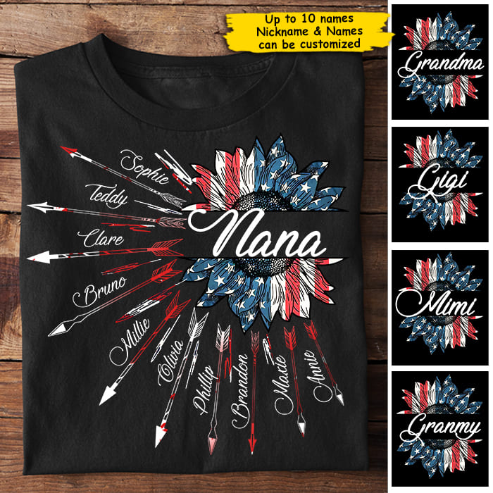 Arrow American Nana- Gift For 4th Of July - Personalized Unisex T-Shirt