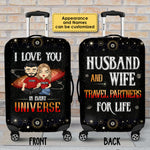 Custom Name Husband Wife Travel Partners Gifts for Couples - Personalized Luggage Cover