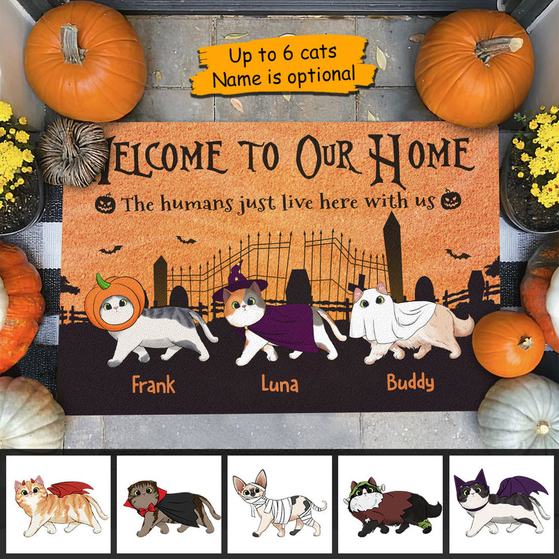 Custom Name Halloween Cat Lover Gifts - Personalized Doormat