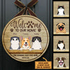 Welcome To Our Home Peeking Pets - Funny Personalized Pet Door Sign
