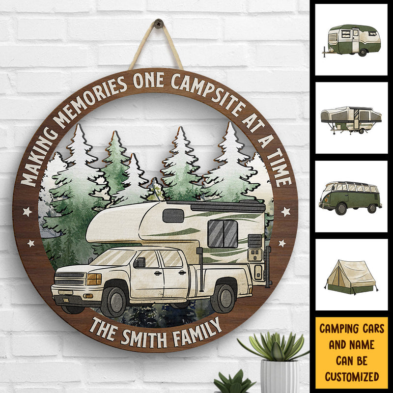 Welcome To Our Campsite, The Best Memories Are Made Camping - Personalized Door Sign