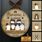 Custom Cat Name French Welcome Home Gifts for Cat Lovers - Personalized Wood Sign