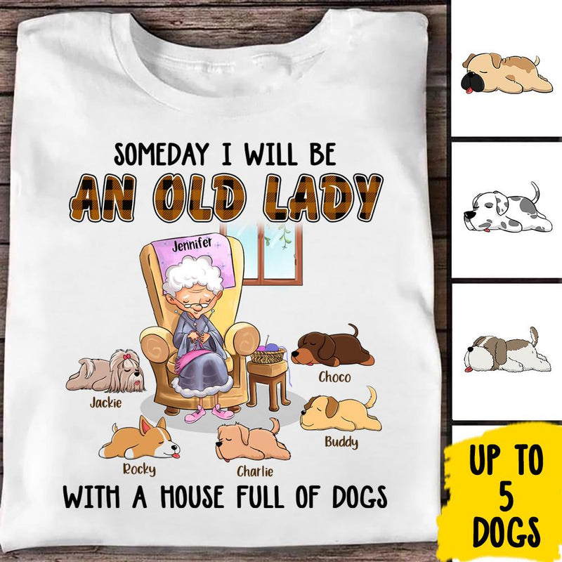 Custom Name Funny Old Lady Dog Lover Gifts - Personalized Apparel