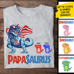 Custom Name PapaSaurus Dinosaur Gifts for Dad - Personalized Apparel