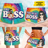 The Boss The Real Boss - Personalized Couple Beach Shorts - Gift For Couples, Husband Wife