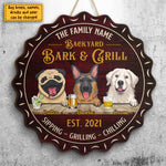 Custom Family Name Dog Bar & Grill Decor - Personalized Wood Sign