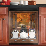 Custom Name Cat Autumn Decor - Personalized Dishwasher Cover