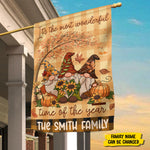 Custom Name Autumn Gnome Family Decor - Personalized Flag