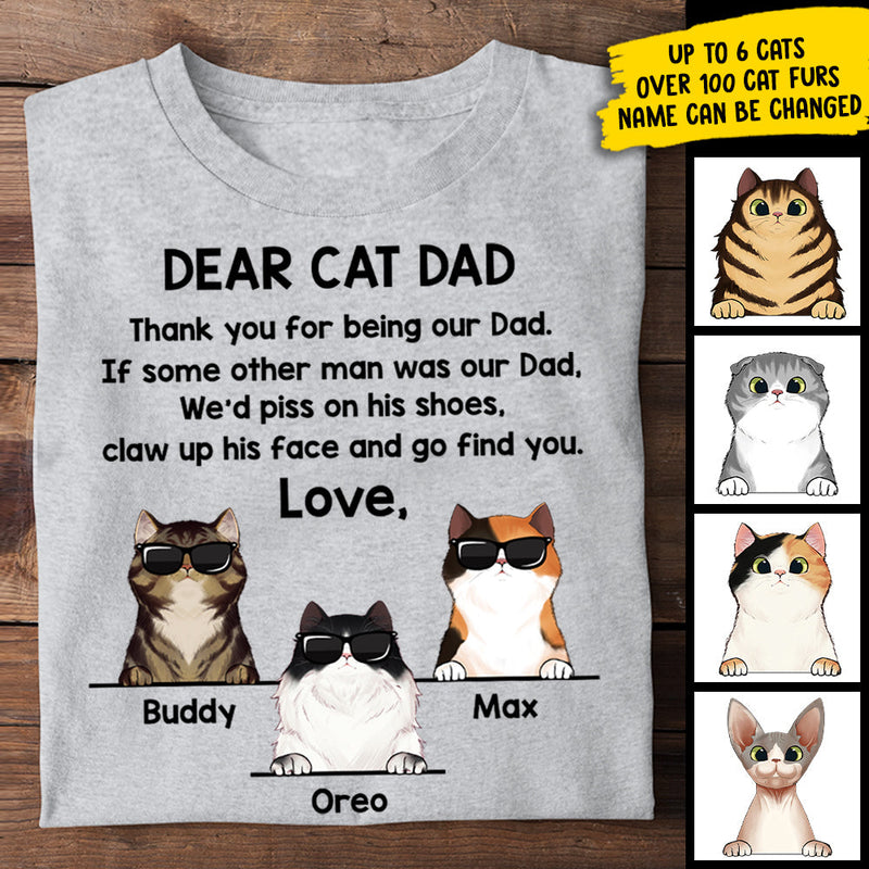 Dear Cat Dad Thank You For Being Our Dad Cool Cats - Gift For Dad Personalized Unisex T-Shirt
