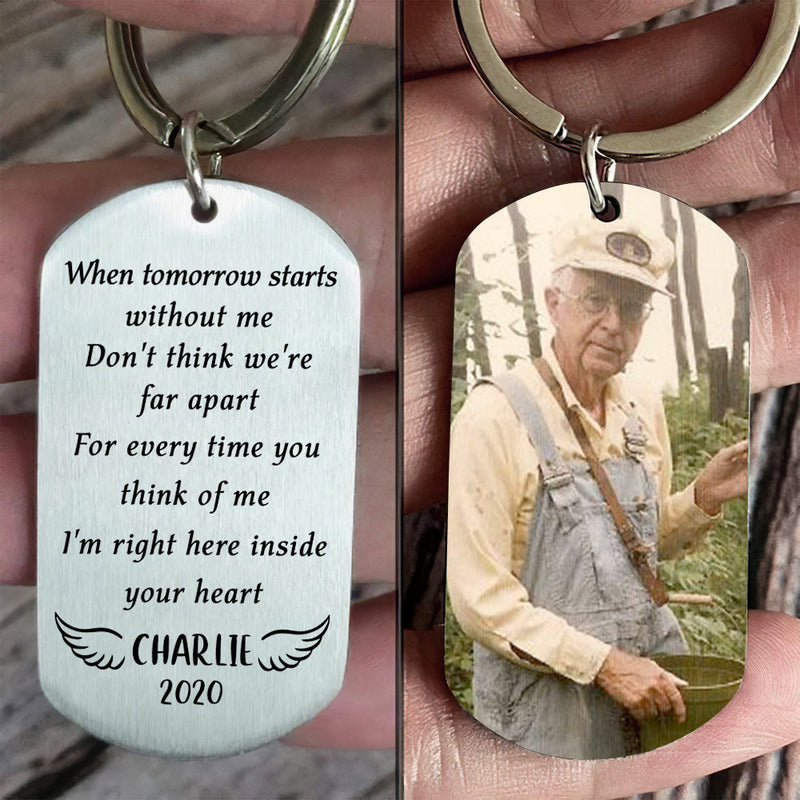 Custom Photo Memorial Grandpa Keepsake Gifts - Personalized Keychain