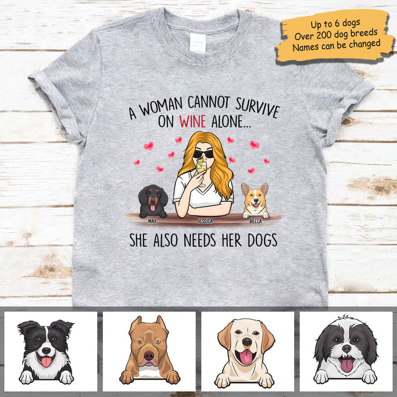 Custom Name Wine and Dog Lover Gifts for Women - Personalized Apparel