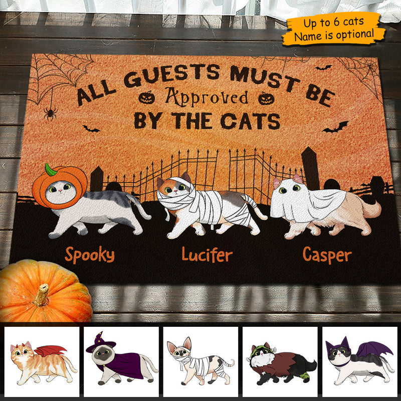 Custom Name Halloween Cat Welcome Decor - Personalized Doormat