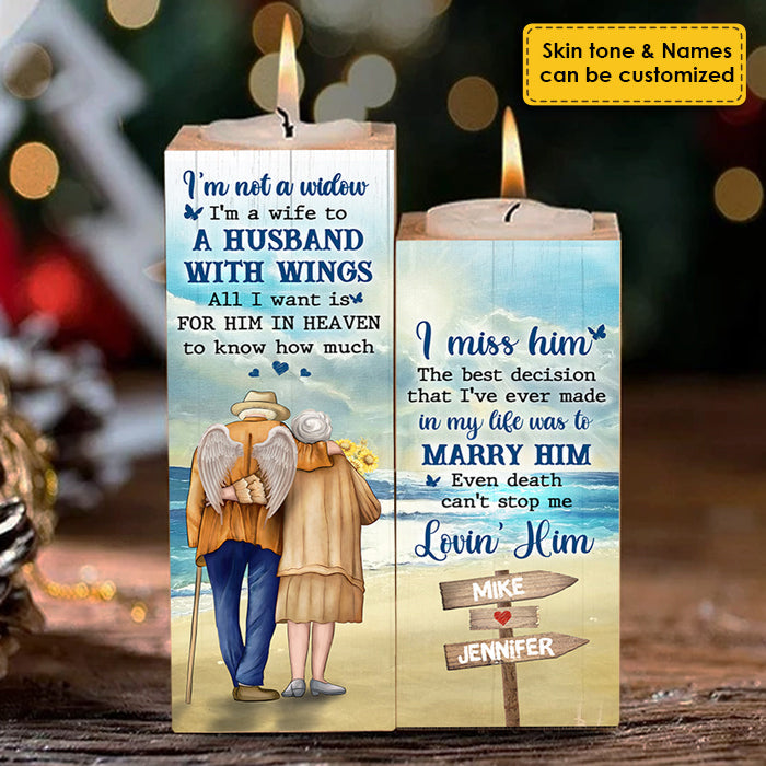 Custom Name Husband Memorial Gifts for Wife - Personalized Color Candle Holder