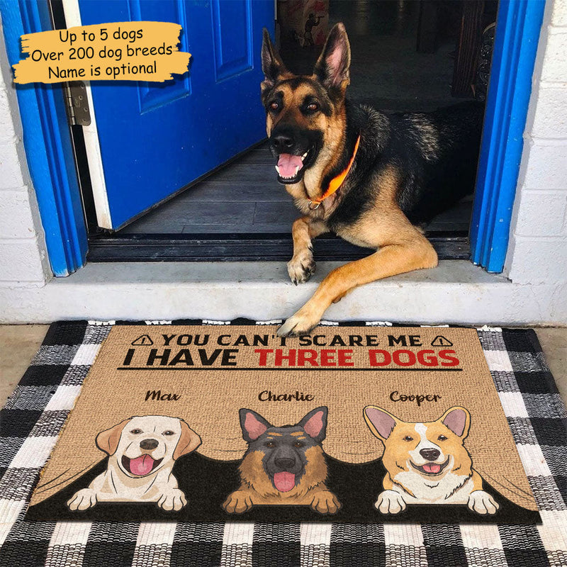 Custom Name Funny Three Dog Gifts for Dog Lovers - Personalized Doormat