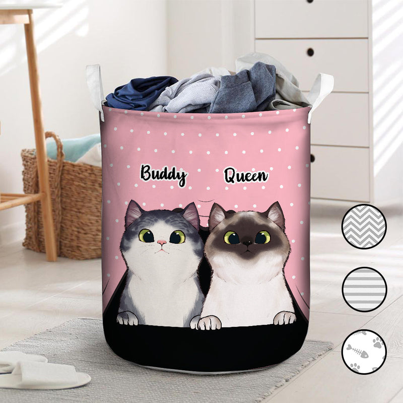 Custom Name Cat Family Gifts - Personalized Laundry Basket