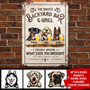 Backyard Bar & Grill - Funny Personalized Dog Metal Sign