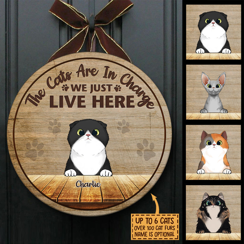 Custom Name Cat Family Decor - Personalized Wood Sign