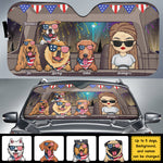 Custom Name Patriotic Dog Road Trip Gifts - Personalized Auto Sunshade