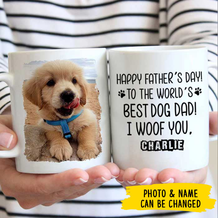 Happy Father's day To The World's Best Dog/Cat Dad - Gift for Dad, Funny Personalized Cat Mug