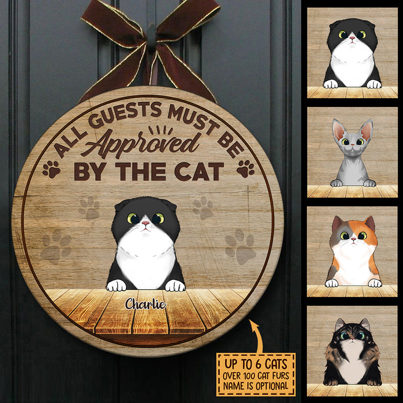 Custom Name Cat Approval Gifts for Cat Lovers - Personalized Wood Sign