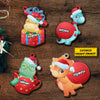Happy A Roarrrsome Christmas - Personalized Custom Dino Shaped Wood Christmas Ornament