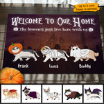 Custom Name Halloween Cat Lover Gifts - Personalized Doormat