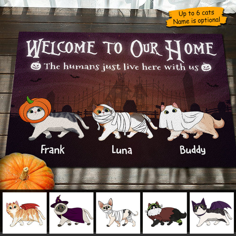 Custom Name Halloween Cat Lover Gifts - Personalized Doormat
