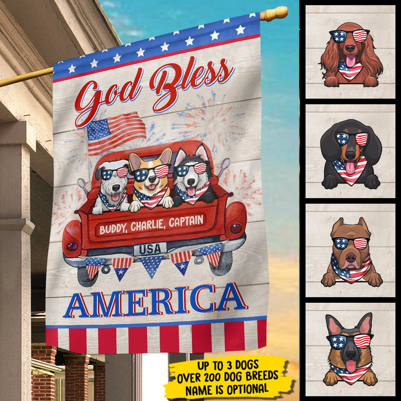 God Bless America - 4th Of July Decoration - Personalized Dog Flag