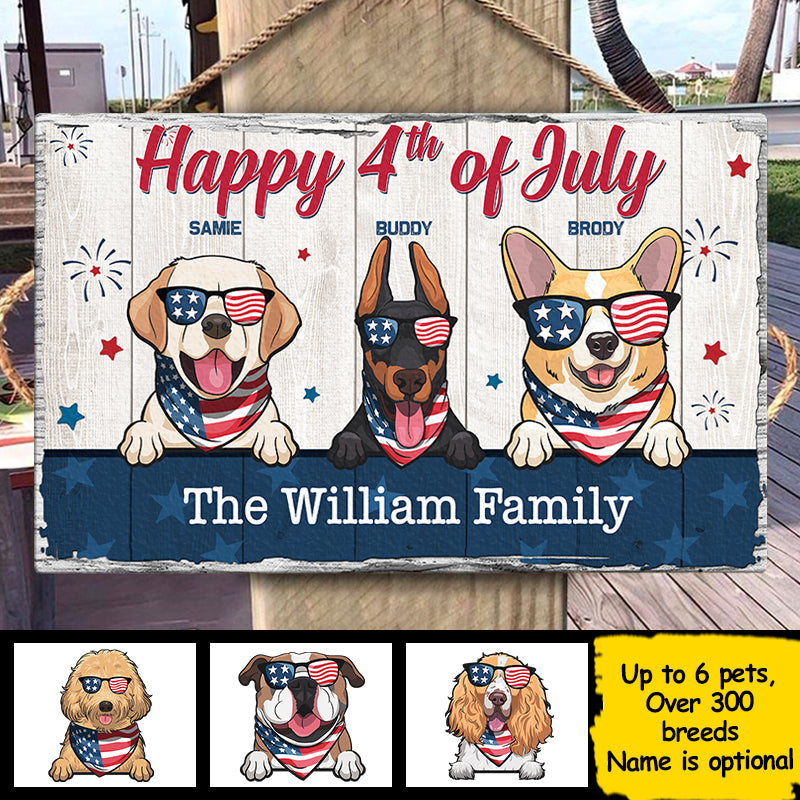 Custom Name 4th of July Pet Family Decor - Personalized Rectangle Sign
