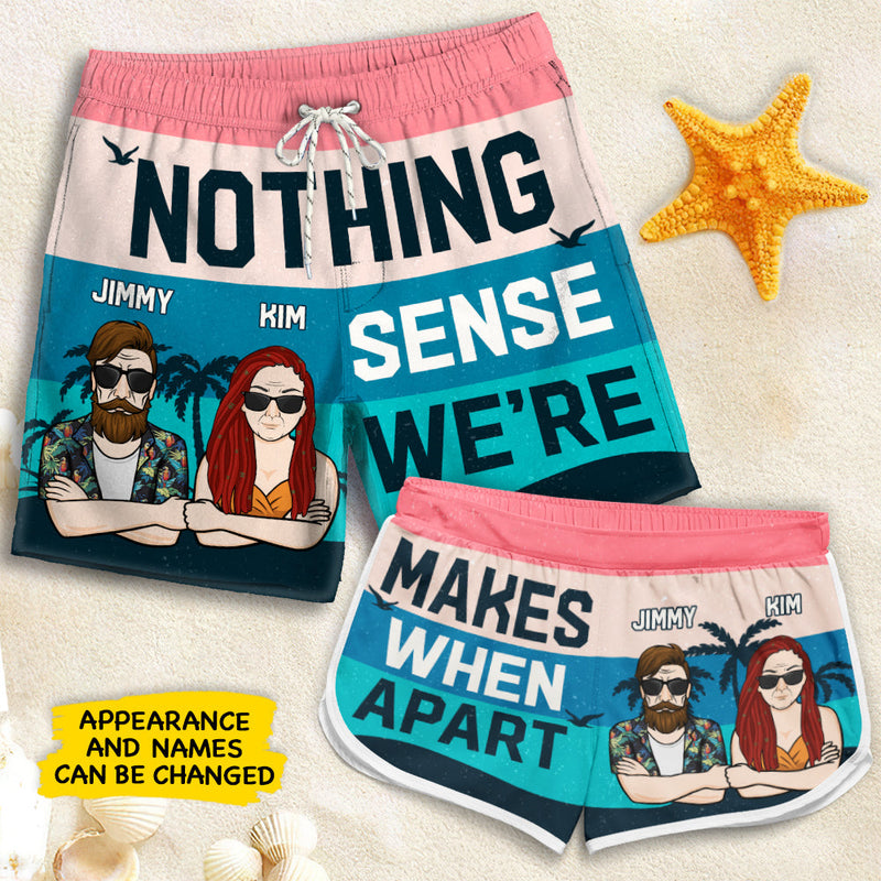 Custom Name Funny Couple Gifts - Personalized Couple Beach Shorts