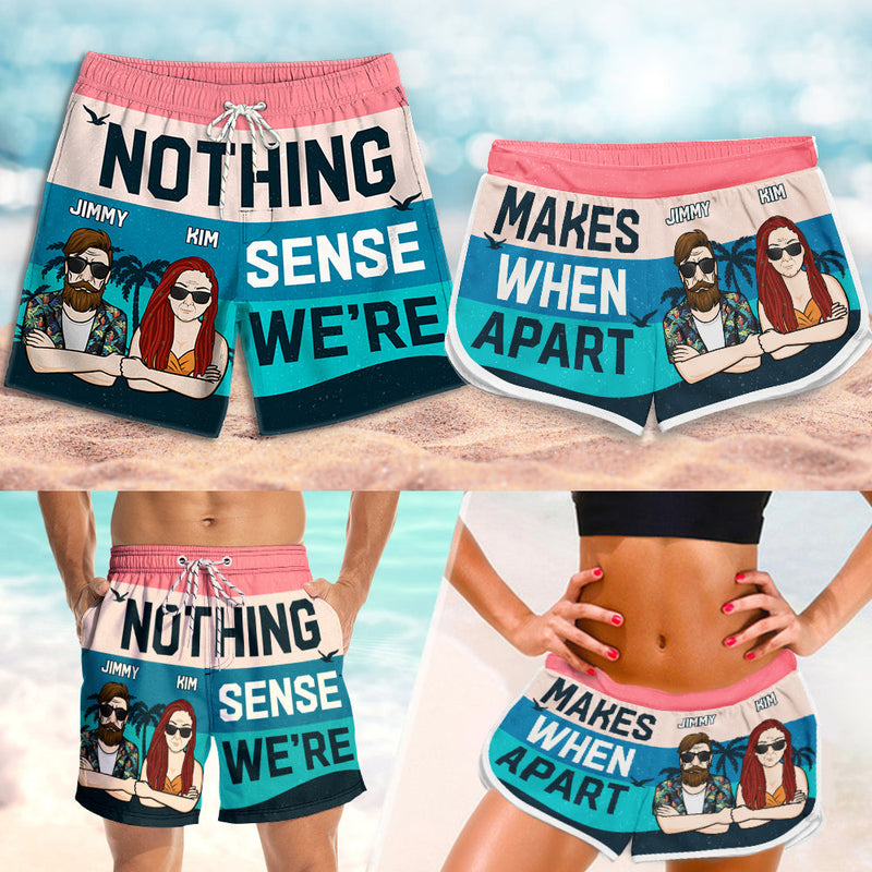 Custom Name Funny Couple Gifts - Personalized Couple Beach Shorts
