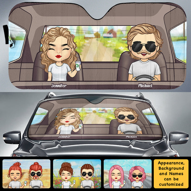 Couple Driving - Personalized Auto Sunshade - Gift For Couples, Husband Wife