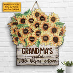 Custom Name Sunflower Garden Gifts for Grandma - Personalized Wood Sign