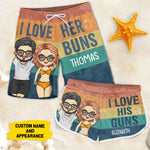 Custom Name Funny Couple Beach Gifts - Personalized Couple Beach Shorts