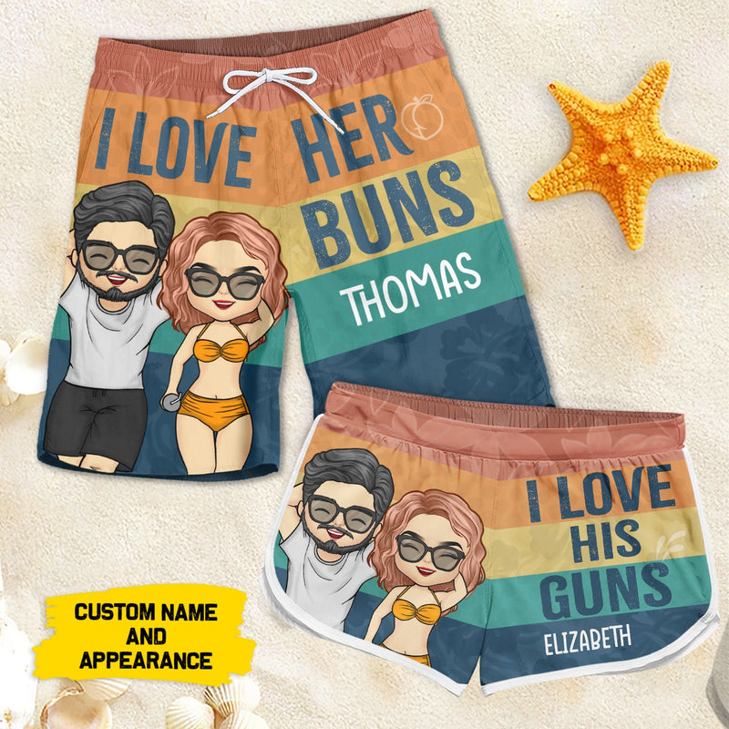 Custom Name Funny Couple Beach Gifts - Personalized Couple Beach Shorts