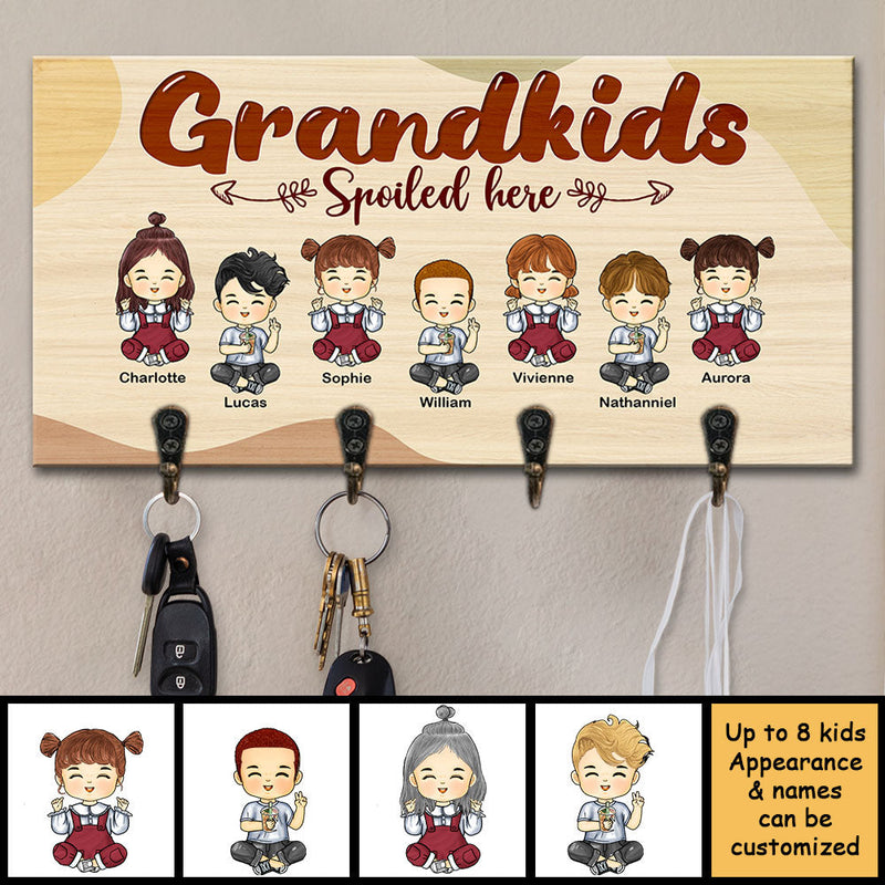 Custom Name Grandkids Spoiled Here Gifts for Grandparents - Personalized Key Holder