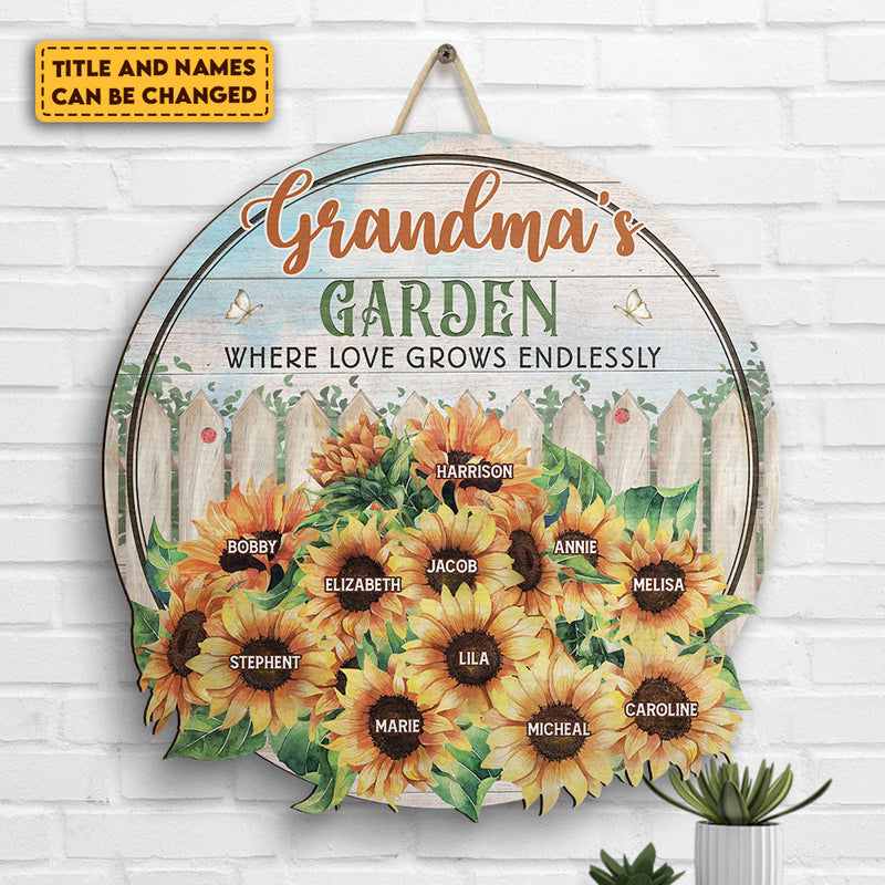Custom Name Grandma's Garden Gifts for Grandma - Personalized Wood Sign