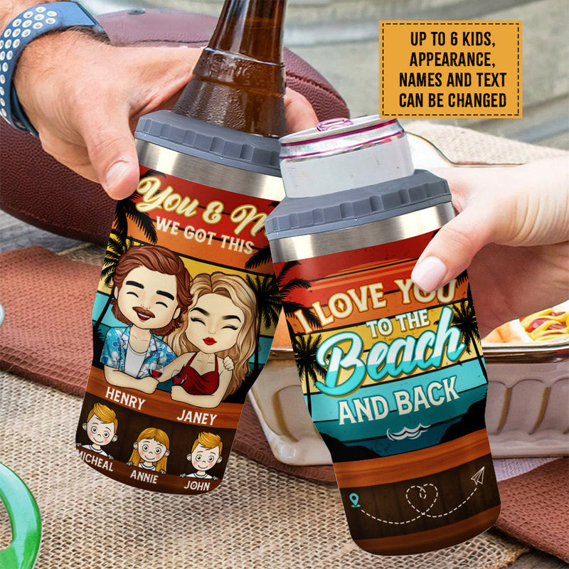 Family Travels Together Stays Together - Personalized Can Cooler - Gift For Couples, Husband Wife