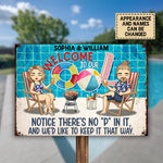 Custom Name Funny Pool Party Gifts for Couples - Personalized Metal Sign
