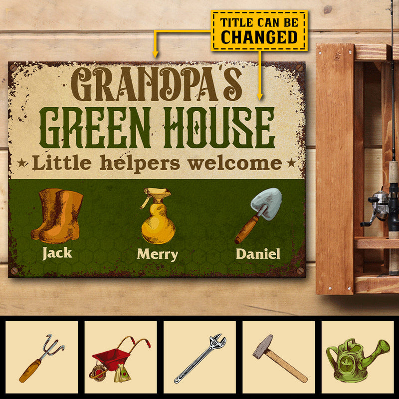 Custom Name Grandpa's Green House Gifts for Grandpa - Personalized Metal Sign