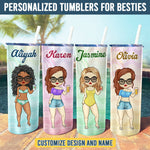 Custom Name Summer Beach Gifts for Women - Personalized Skinny Tumbler