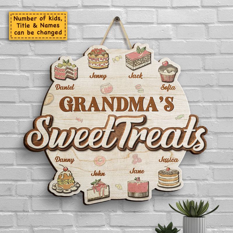 Custom Name Grandma's Sweet Treats Gifts for Grandmothers - Personalized Wood Sign