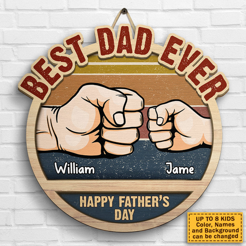 Custom Name Fist Bump Father's Day Gifts for Dad - Personalized Wood Sign