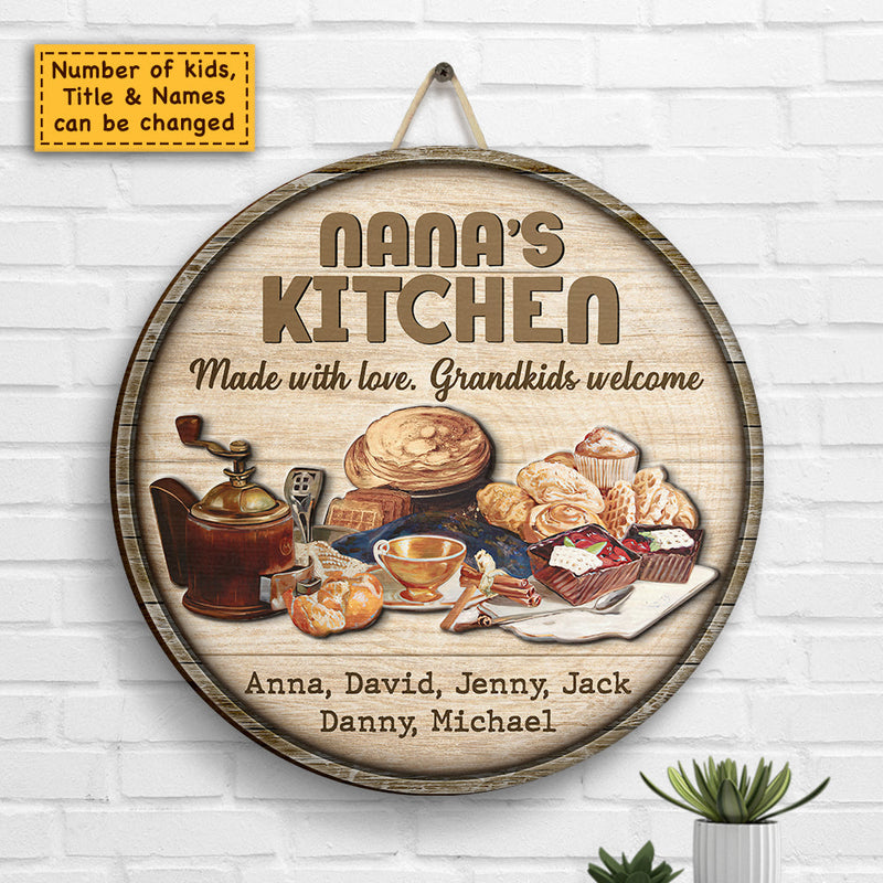 Grandma’s Kitchen Made With Love - Personalized Shaped Wood Sign - Gift For Grandma, Grandparents