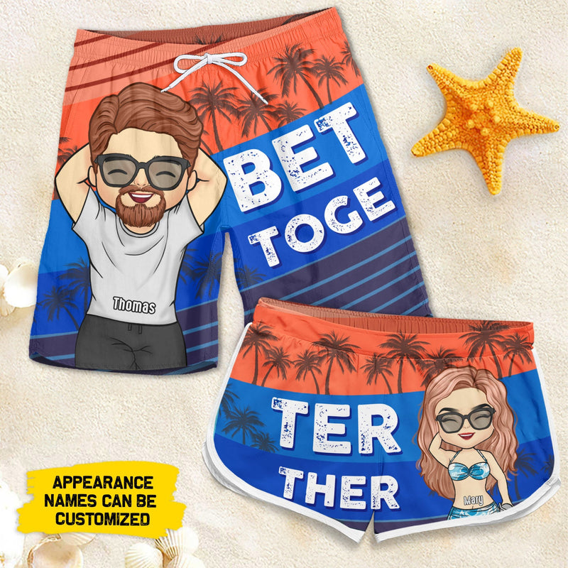 Better Together - Personalized Couple Beach Shorts - Gift For Couples, Husband Wife